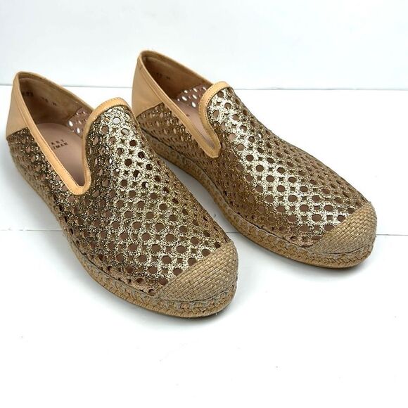 NWOB Stuart Weitzman County Glitter Espadrille Flat Sand Gold US 10 - Picture 5 of 16